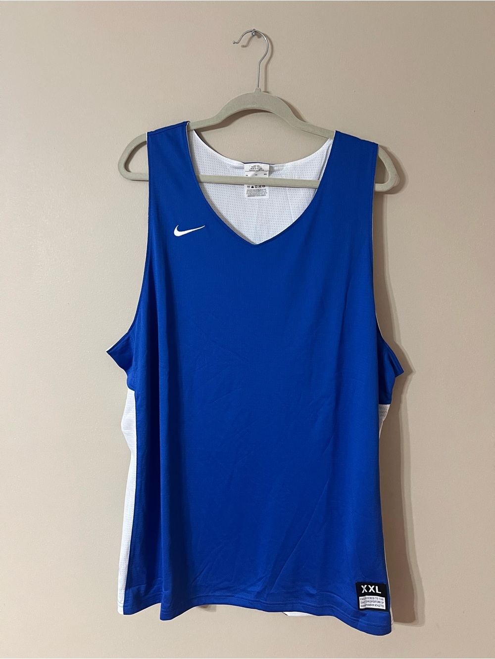 royal blue Nike reversible men's basketball tank jersey